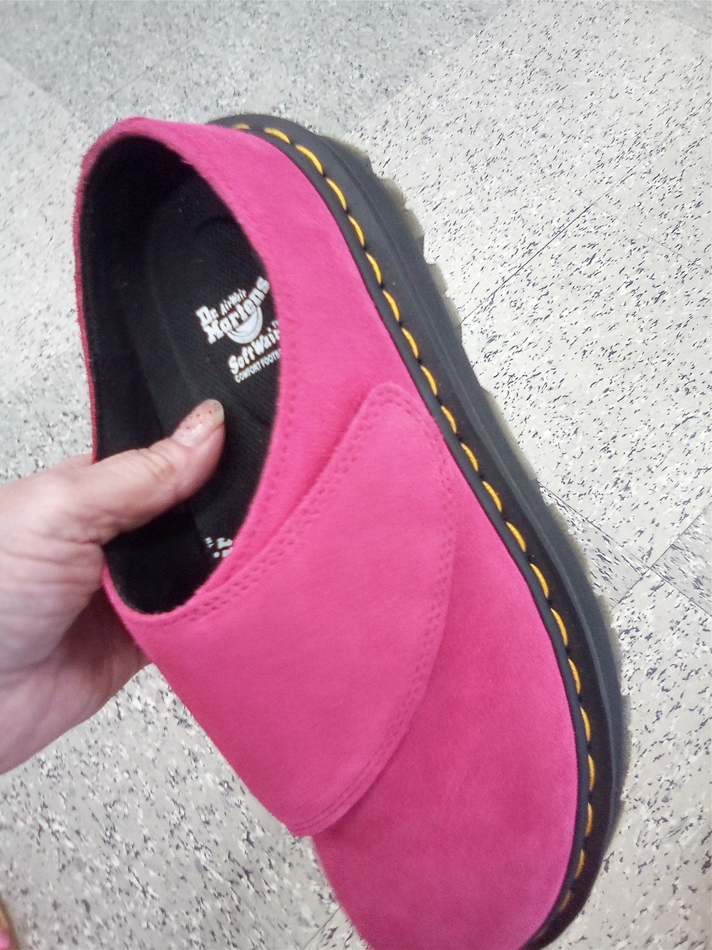 Dr. Martens Hot Pink Suede Slip-On Clog
